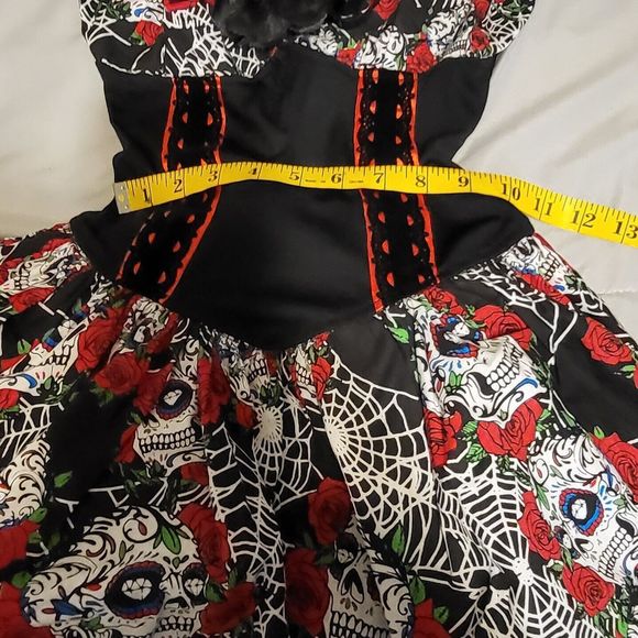 NWT Lip Service/Hot Topic Sm Day Of The Dead Skull Dress - Picture 5 of 6